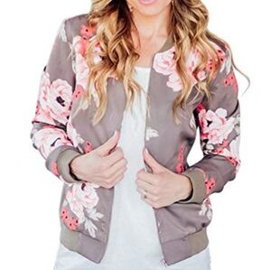 Floral Gray Bomber Jacket